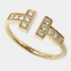T Shape Cubic Zirconia Anti Tarnish 18K Gold Free Size Ring Women Bulk