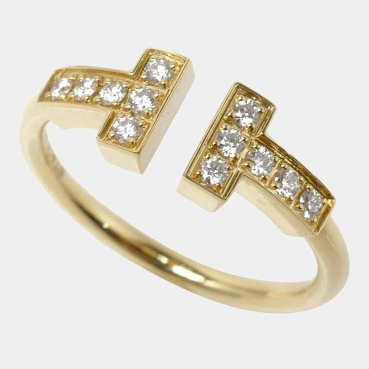 T Shape Cubic Zirconia Anti Tarnish 18K Gold Free Size Ring Women Bulk