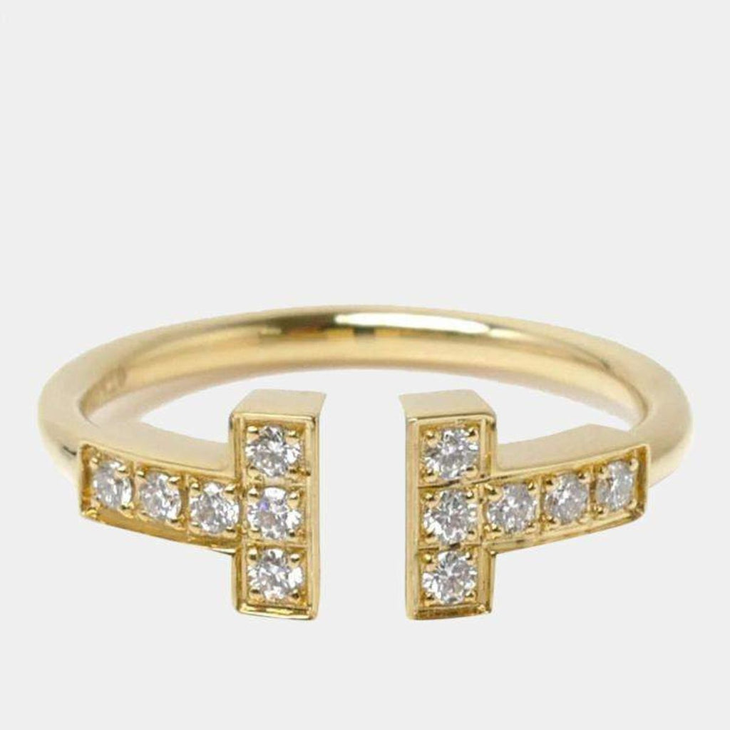 T Shape Cubic Zirconia Anti Tarnish 18K Gold Free Size Ring Women Bulk