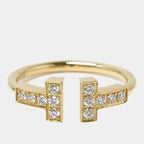 T Shape Cubic Zirconia Anti Tarnish 18K Gold Free Size Ring Women Bulk