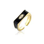 Black Enamel Evil Eye 18K Gold Anti Tarnish Open Back Ring Women Bulk