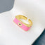 Evil Eye Enamel Pink 18K Gold Anti Tarnish Free Size Ring Women Bulk