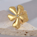 Wild Flower 18K Gold Anti Tarnish Cubic Zirconia Free Size Ring Bulk