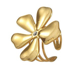 Wild Flower 18K Gold Anti Tarnish Cubic Zirconia Free Size Ring Bulk