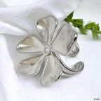Flower Silver Anti Tarnish Cubic Zirconia Open Back Band Ring Bulk