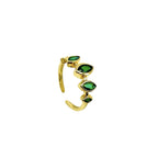 Emerald Green Oval Anti Tarnish Crystal Open Back Band Ring Women Bulk