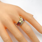 Zip Crystal CZ Red 18K Gold Anti Tarnish Adjustable Ring Bulk