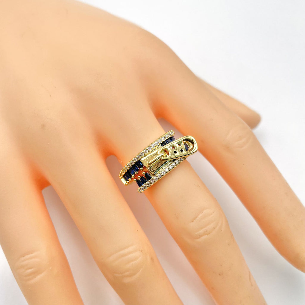 Zip Crystal CZ Red 18K Gold Anti Tarnish Adjustable Ring Bulk