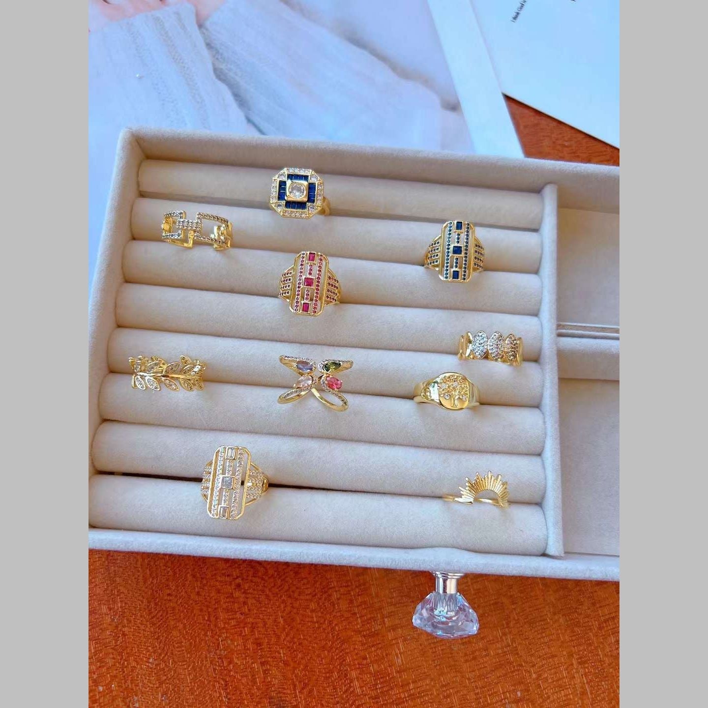 Sun 18K Gold Anti Tarnish Adjustable Ring For Women Bulk