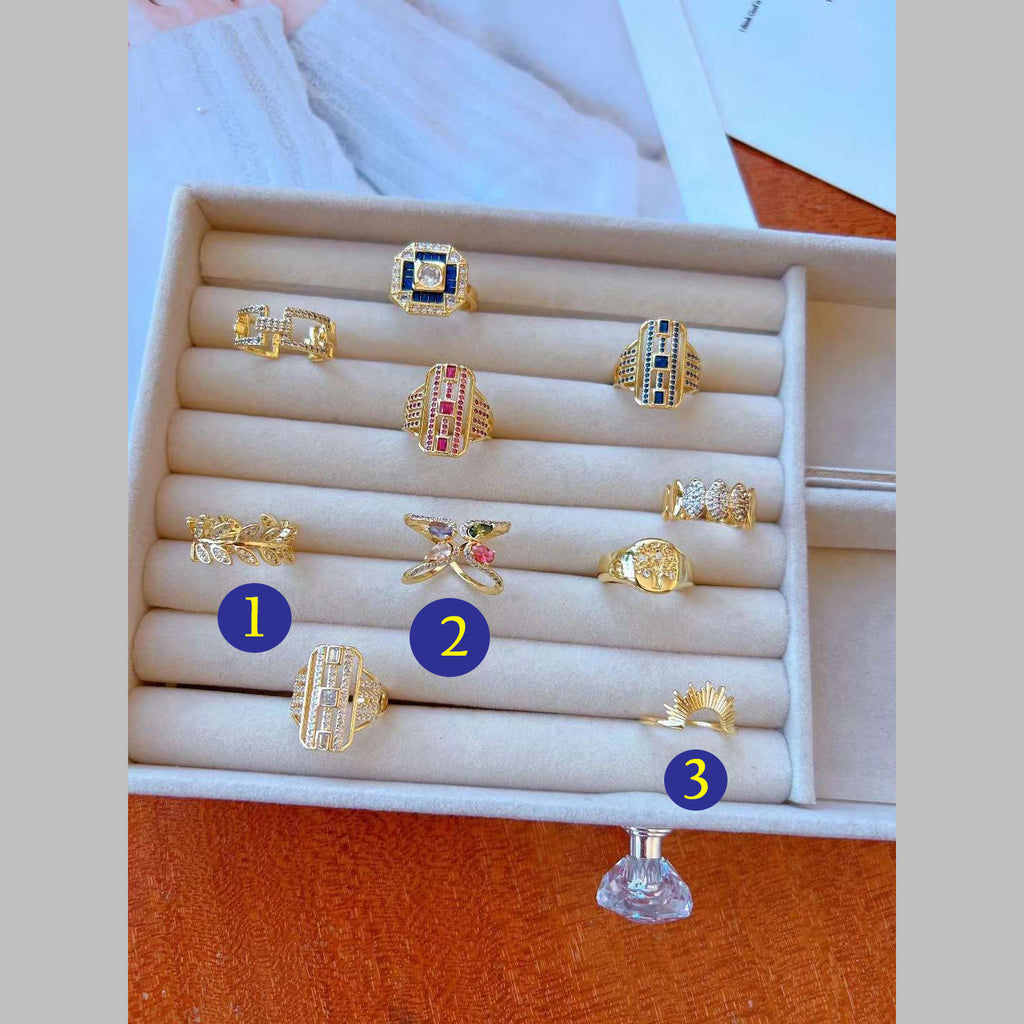 Sun 18K Gold Anti Tarnish Adjustable Ring For Women Bulk