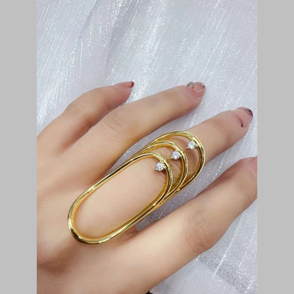 Oval Long Cubic Zirconia 18K Gold Anti Tarnish Adjustable Ring Bulk Main image