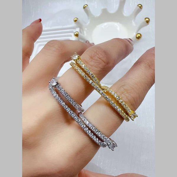 Solitaire CZ 18K Gold Anti Tarnish Adjustable Dual Finger Ring Bulk Main image