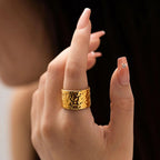Hammered 18K Gold Stainless Steel Anti Tarnish Band Ring Women Bulk