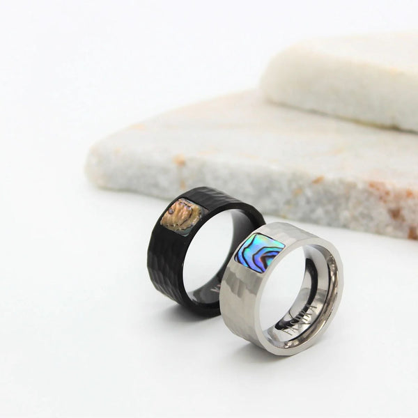 Two Tone Dual Black Silver Stainless Steel Anti Tarnish Combo Set Of 2 Band Ring For Women Main image