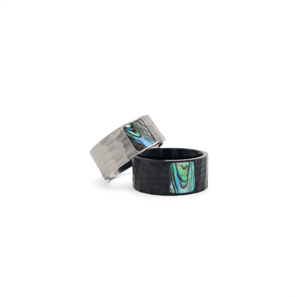 Two Tone Dual Black Silver Stainless Steel Anti Tarnish Combo Set Of 2 Band Ring For Women Secondary image