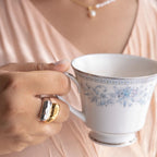 Dented Two Tone 18K Gold Silver Stainless Steel Anti Tarnish Ring Bulk