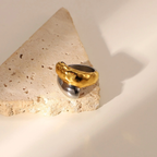 Dented Two Tone 18K Gold Silver Stainless Steel Anti Tarnish Ring Bulk