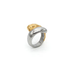 Dented Two Tone 18K Gold Silver Stainless Steel Anti Tarnish Ring Bulk