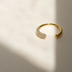 Studded CZ 18K Gold Stainless Steel Anti Tarnish Ring Free Size Bulk