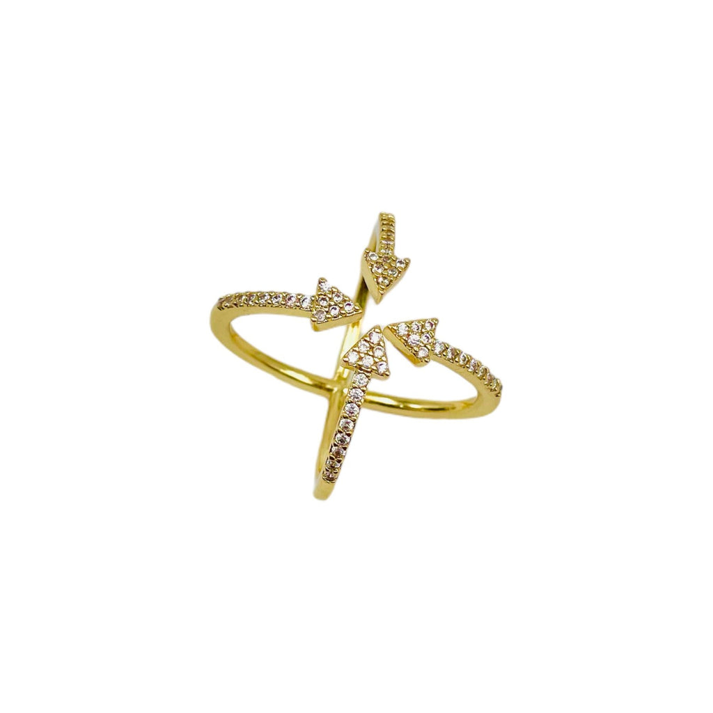 Arrow Cubic Zirconia 18K Gold Anti Tarnish Adjustable Ring Women Bulk