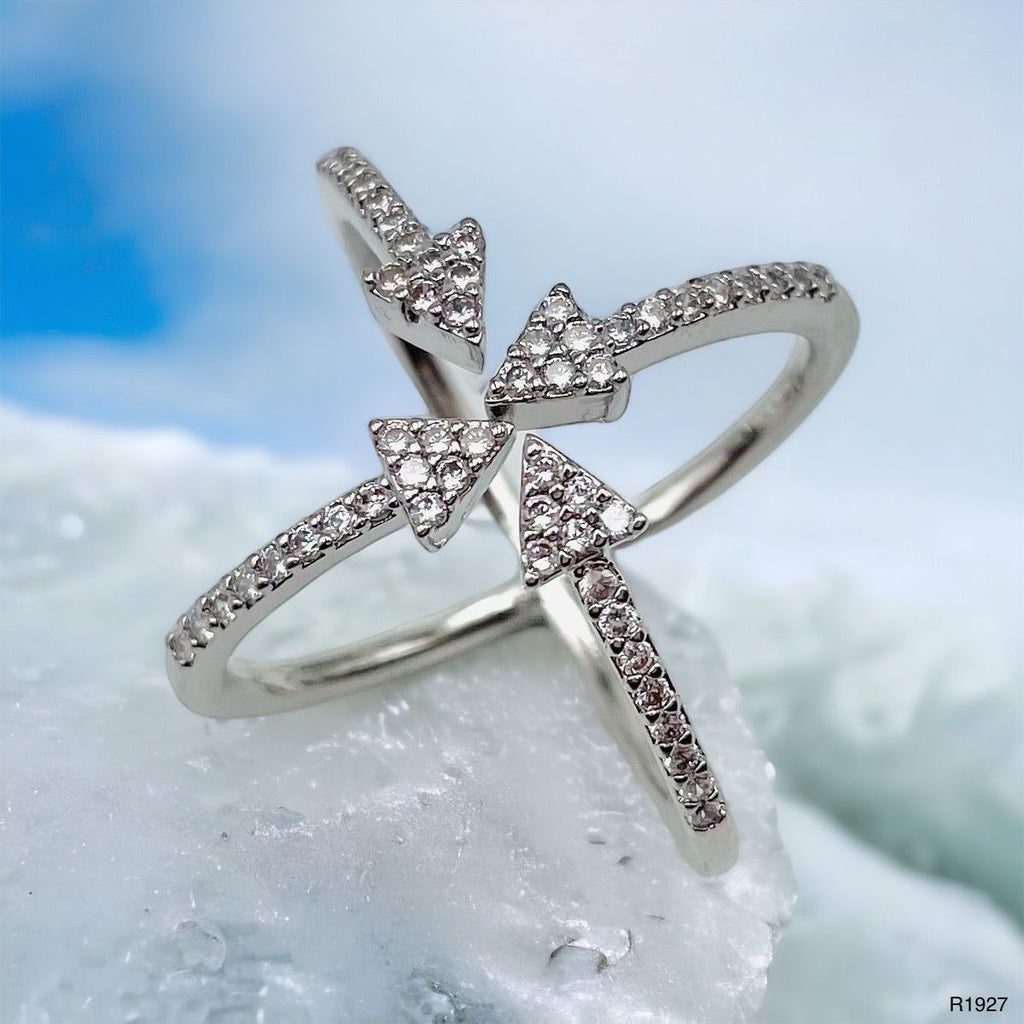 Arrow Cubic Zirconia 18K Gold Anti Tarnish Adjustable Ring Women Bulk