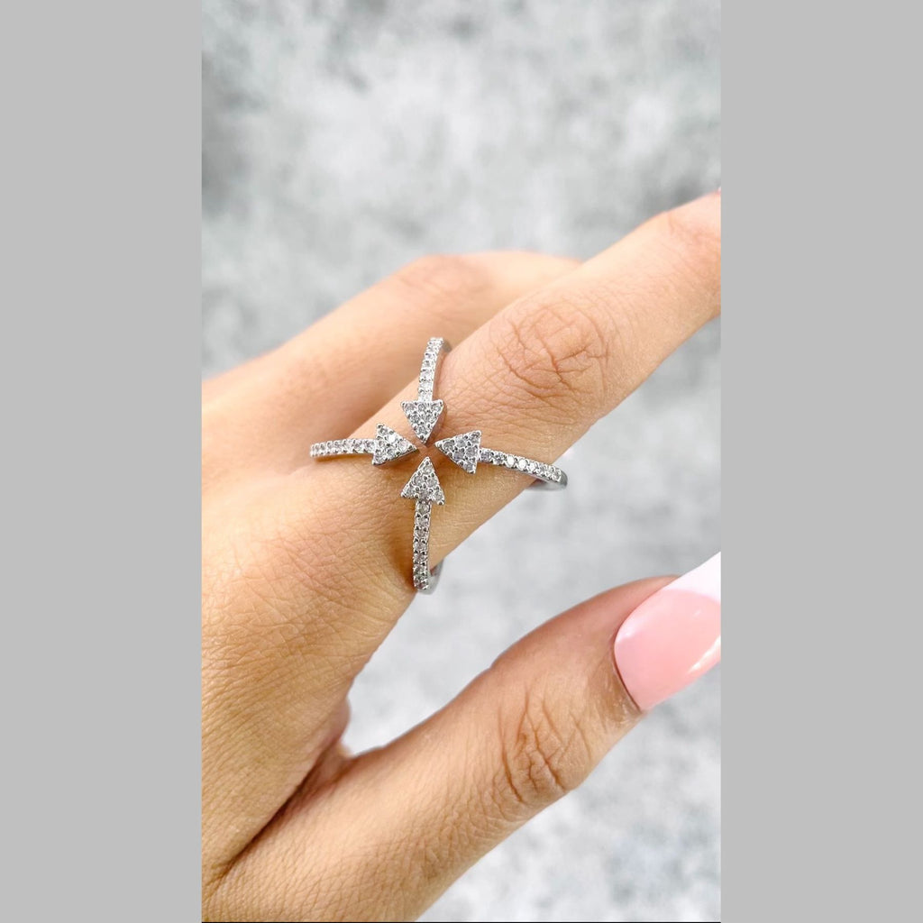 Arrow Cubic Zirconia 18K Gold Anti Tarnish Adjustable Ring Women Bulk