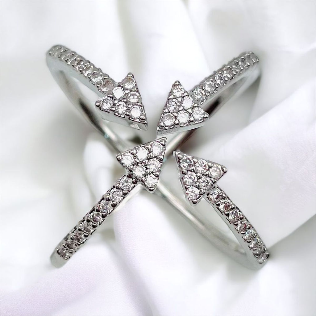 Arrow Cubic Zirconia 18K Gold Anti Tarnish Adjustable Ring Women Bulk