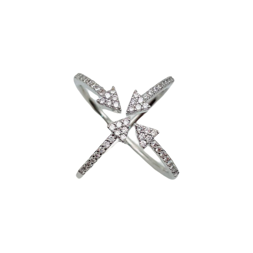 Arrow Cubic Zirconia 18K Gold Anti Tarnish Adjustable Ring Women Bulk