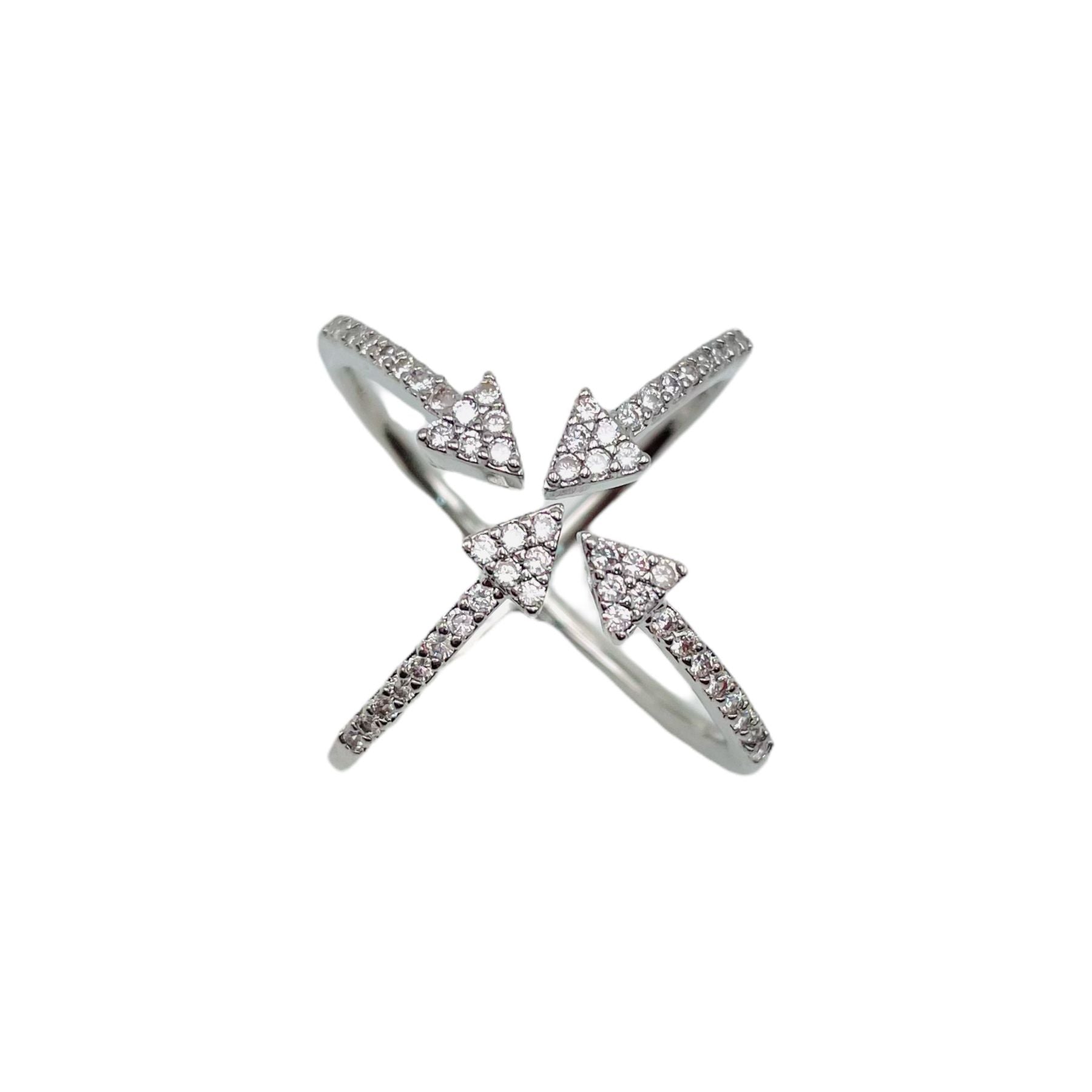Arrow Cubic Zirconia 18K Gold Anti Tarnish Adjustable Ring Women Bulk