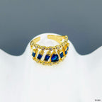 Drop Baguette CZ Crystal Purple Gold Anti Tarnish Adjustable Ring Bulk