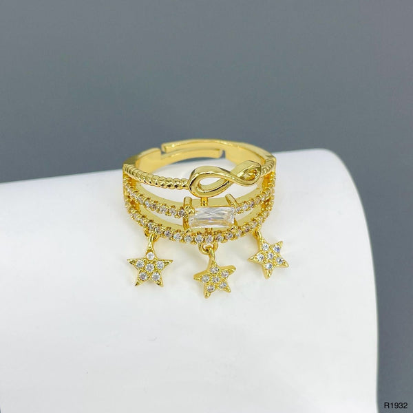 Infinity Star CZ 18K Gold Anti Tarnish Adjustable Ring Bulk Main image