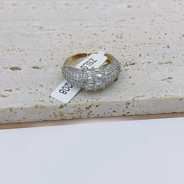 Baguette CZ Silver 18K Gold Anti Tarnish Adjustable Ring Bulk Main image