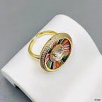 Rainbow Solitaire Multi Gold CZ Crystal Anti Tarnish Ring Bulk