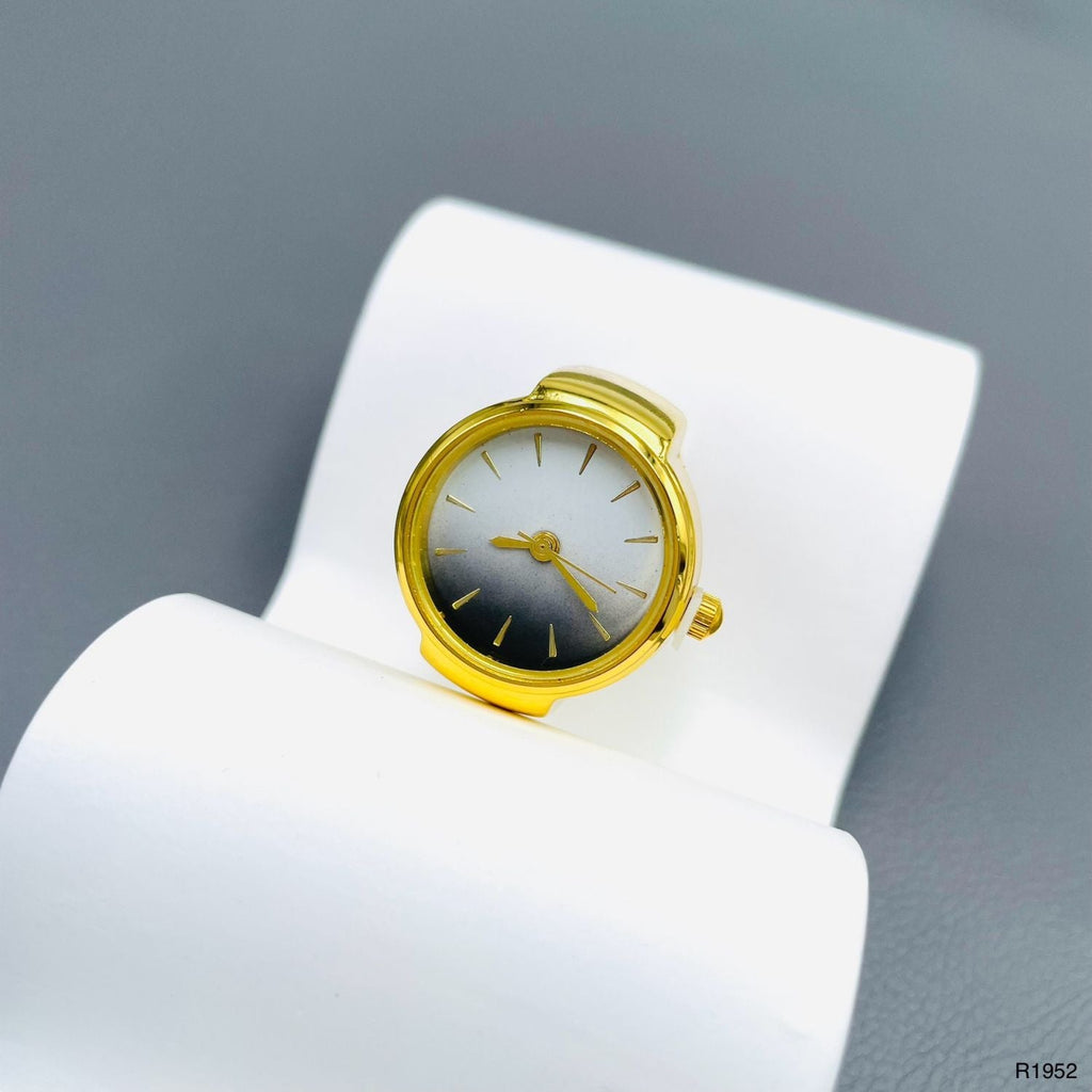 Analog Watch White Silver Anti Tarnish Adjustable Band Ring Women Bulk