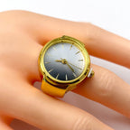 Analog Watch White Silver Anti Tarnish Adjustable Band Ring Women Bulk
