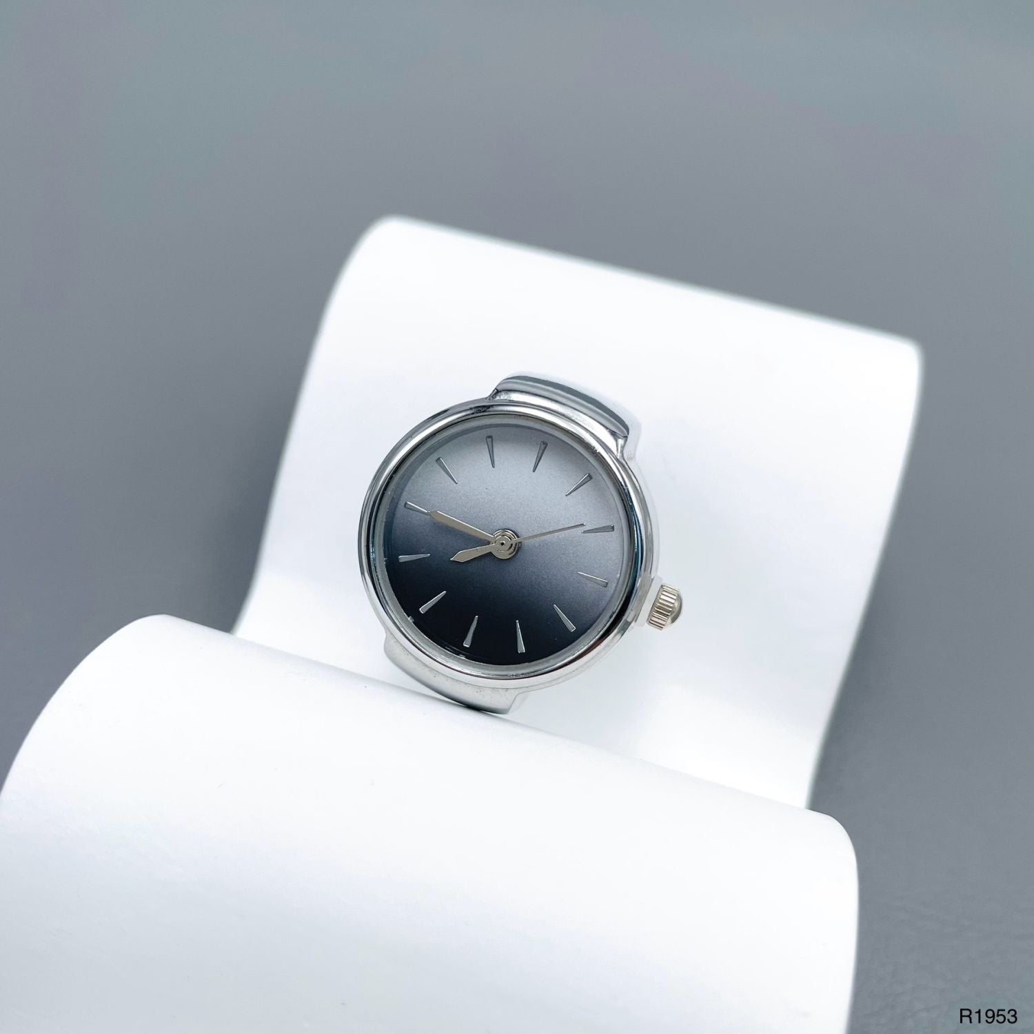 Analog Watch White Silver Anti Tarnish Adjustable Band Ring Women Bulk