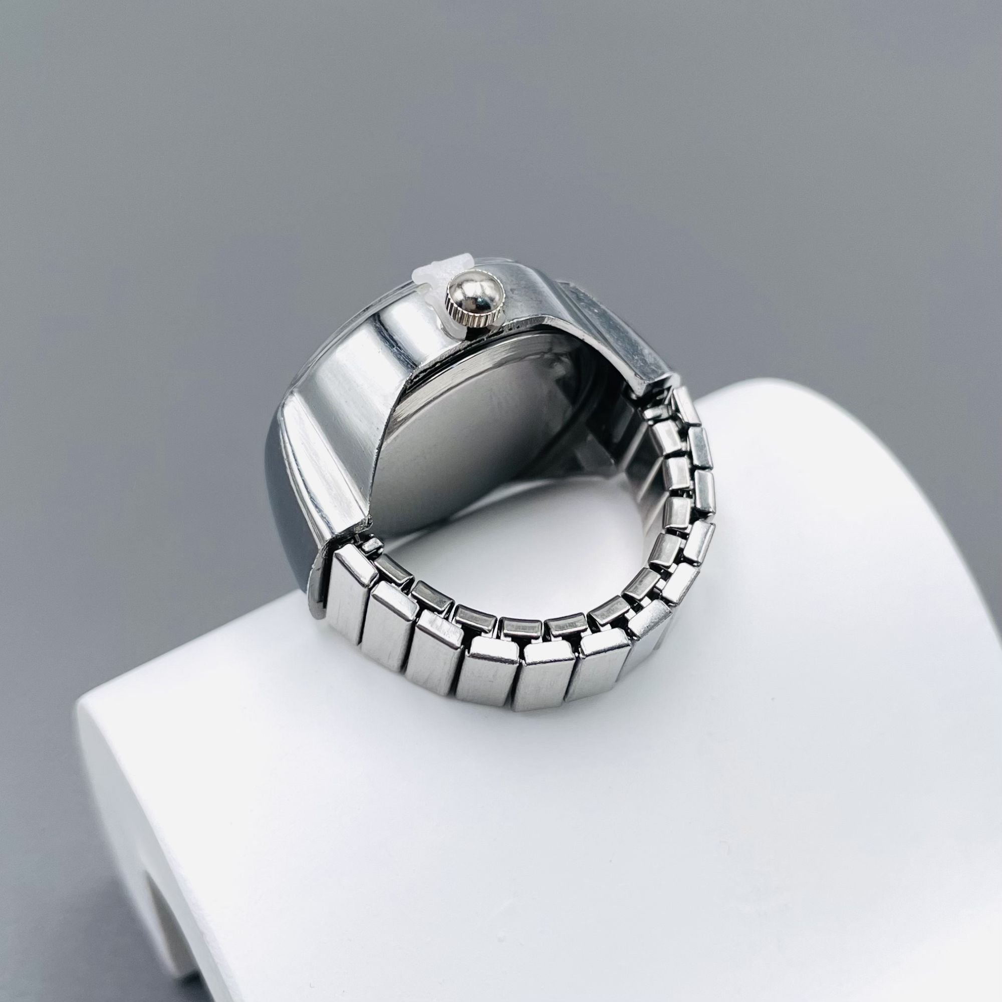Analog Watch White Silver Anti Tarnish Adjustable Band Ring Women Bulk