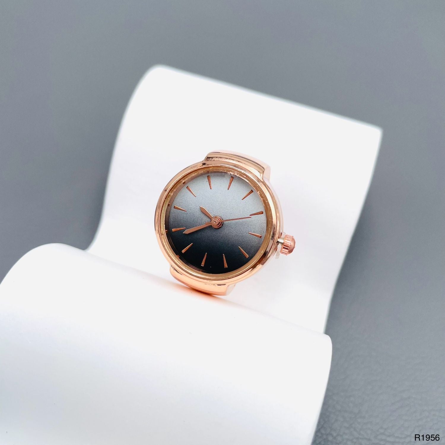Analog Watch White Silver Anti Tarnish Adjustable Band Ring Women Bulk