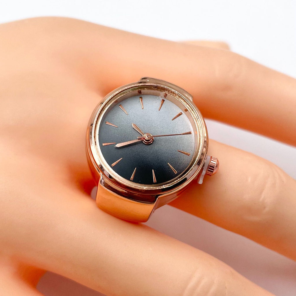 Analog Watch White Silver Anti Tarnish Adjustable Band Ring Women Bulk
