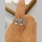 Baguette Cubic Zirconia Silver Anti Tarnish Adjustable Ring Women Bulk