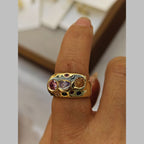 Studded Crystal Multi 18K Gold Anti Tarnish Adjustable Band Ring Bulk