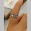 Hexagon Layer Cubic Zirconia Silver Anti Tarnish Adjustable Ring Bulk