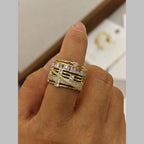 Baguette Layer CZ 18K Gold Anti Tarnish Adjustable Band Ring Bulk