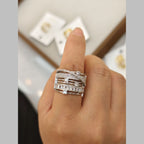 Baguette Layer CZ 18K Gold Anti Tarnish Adjustable Band Ring Bulk