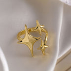 Long Star 18K Gold Anti Tarnish Adjustable Ring For Women Bulk