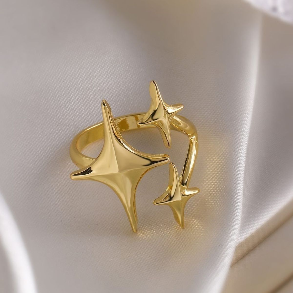 Long Star 18K Gold Anti Tarnish Adjustable Ring For Women Bulk