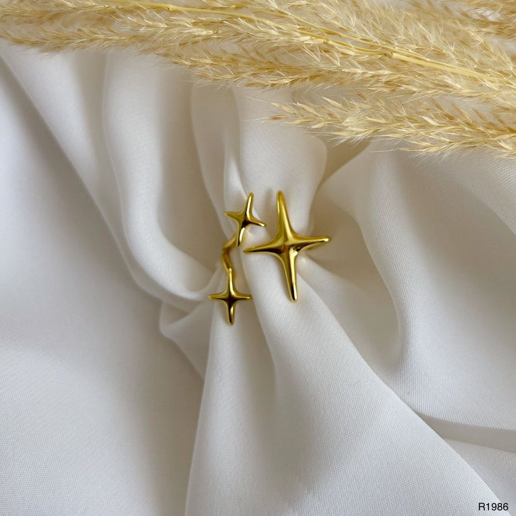 Long Star 18K Gold Anti Tarnish Adjustable Ring For Women Bulk