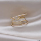 Baguette Layer Pink Gold CZ Crystal Anti Tarnish Free Size Ring Bulk