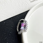 Blue Pink Crystal Multi Silver Anti Tarnish Free Size Ring Women Bulk