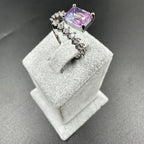 Blue Pink Crystal Multi Silver Anti Tarnish Free Size Ring Women Bulk